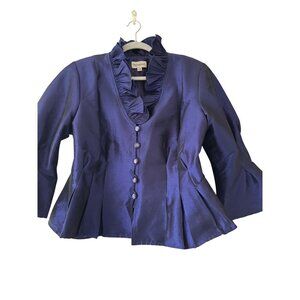 Nicolette Womens Formal Midnight Blue Satin Finish  Jacket 16W
